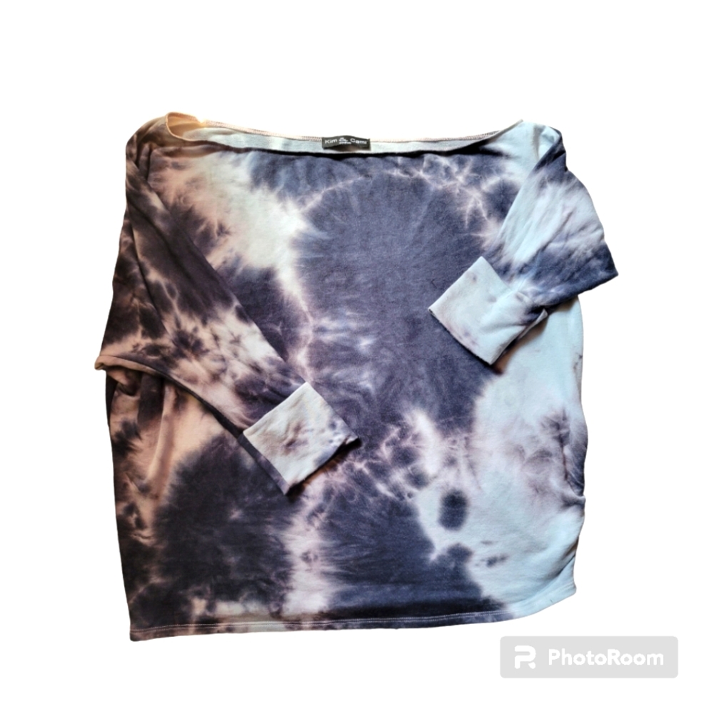 Kim & Cami Medium Blue Purple Tie Dye Top